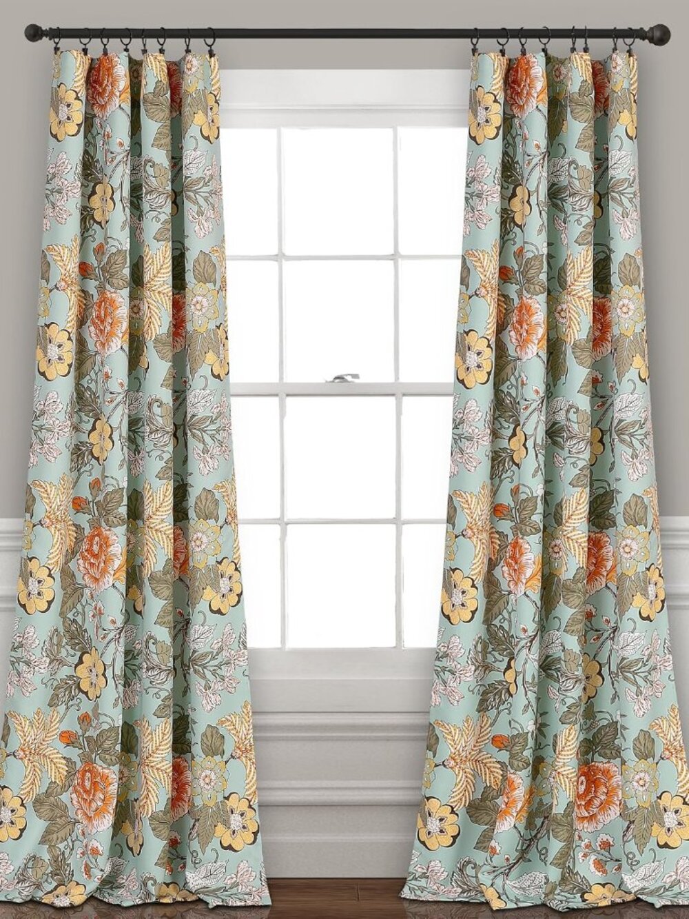 Sydney Light Filtering Window Curtain Panels, Pair, 52" W x 84" L, Blue & Green